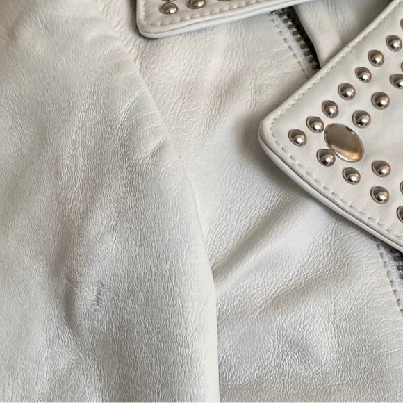 Belle Vere white leather studded moto jacket - Picture 5 of 9